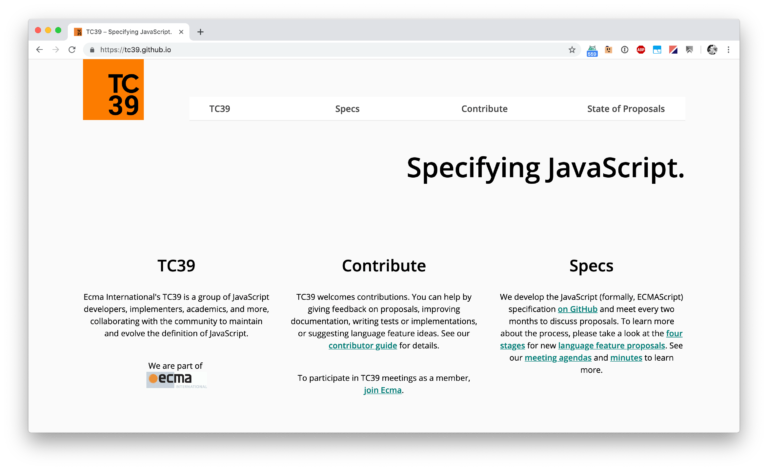 A Homepage for the JavaScript Specification – Bram.us