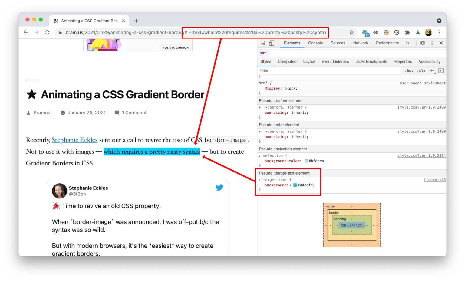 Style The Target Text From Text fragment Links Using The target text