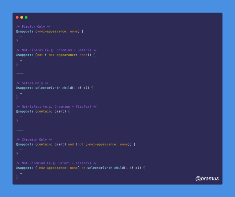 CSS @ supports rules to target only Firefox / Safari / Chromium – Bram.us