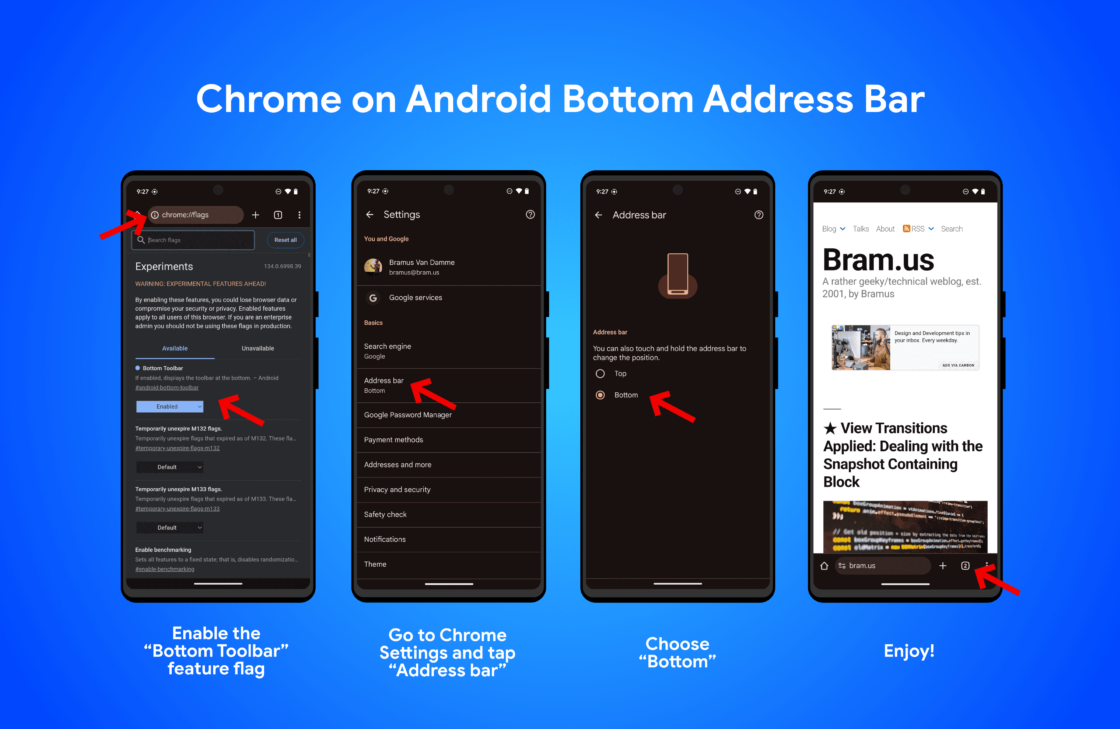 Place the Address Bar at the bottom in Chrome on Android – Bram.us